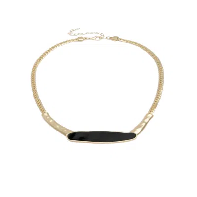 Saachi Women's Black Herringbone Chain Plated Statement Necklace
