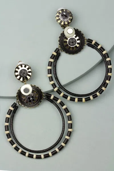 Saachi Women's Black Horace Clip-on Statement Earring