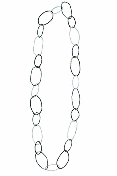 Saachi Women's Black Long Duo Beaded Oval Necklace