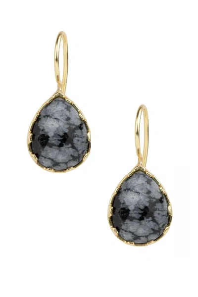 Saachi Women's Black Midnight Agate Stone Earrings