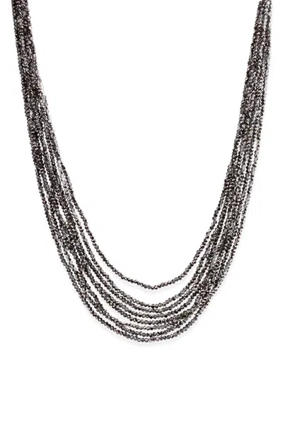 SAACHI WOMEN'S BLACK MULTI STRAND BEADED CRYSTAL NECKLACE