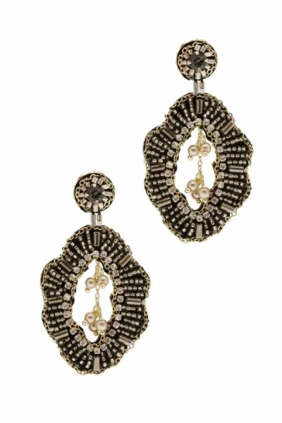 Saachi Women's Black Rococo Beaded Statement Earring
