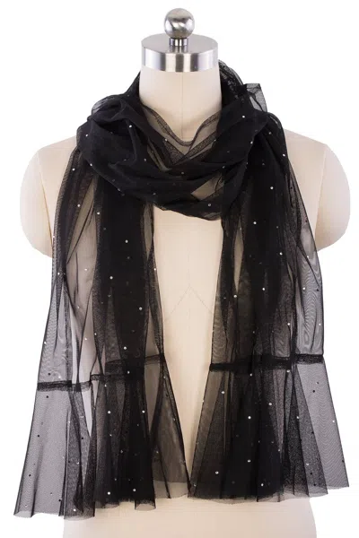 Saachi Women's Black Sheer Crystal Scarf