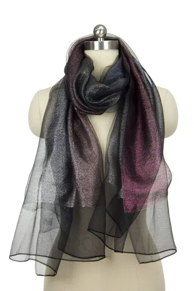 Saachi Women's Black Silk Glitter Ombre Scarf
