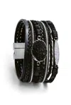 Saachi Women's Black Sparkly Druzy Braided Bracelet