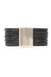 Saachi Women's Black Suede Beaded Bracelet