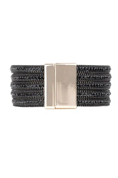 Saachi Women's Black Suede Beaded Bracelet