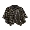 Saachi Women's Black Velvet Sequin Collared Capelet In Black