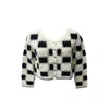 Saachi Women's Black / White Checkered Crochet Cardigan In Multi