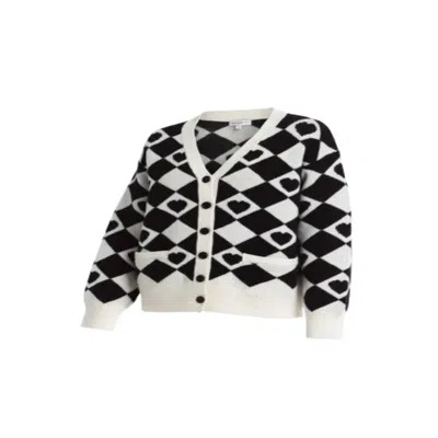 Saachi Corazón Checkered Cardigan In Black