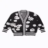 Saachi Women's Black / White Midnight Floral Cardigan In Blue