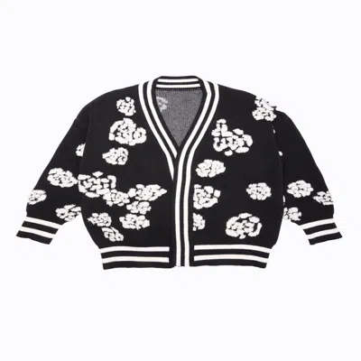 Saachi Women's Black / White Midnight Floral Cardigan In Blue