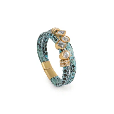 Saachi Bling Charm Leather Bracelet In Multi