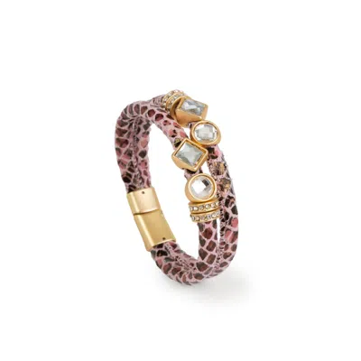 Saachi Bling Charm Leather Bracelet In Multi