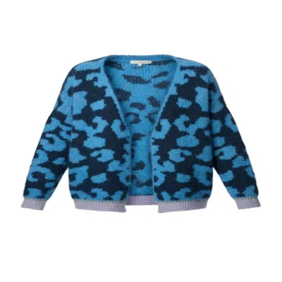 Saachi Cheetah Cardigan In Blue