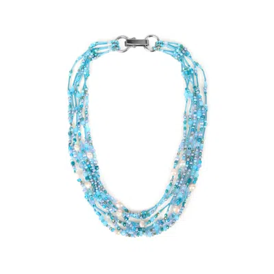 Saachi Women's Blue Beaded Layered Necklace