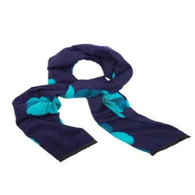 Saachi Women's Blue Fresh Floral Reversible Navy Scarf