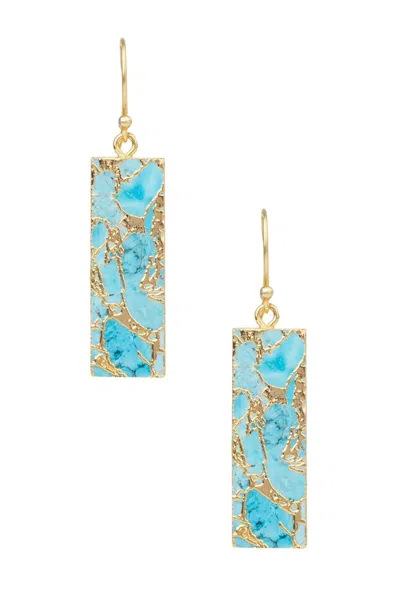 Saachi Women's Blue Gemstone Rectangle Mojave Earrings