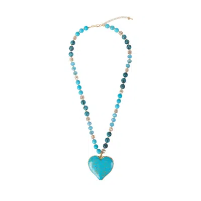Saachi Heart Stone Short Necklace In Multi