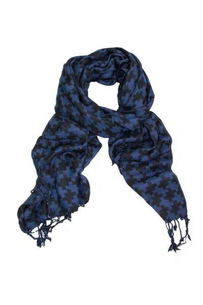 Saachi Women's Blue Houndstooth Print Scarf
