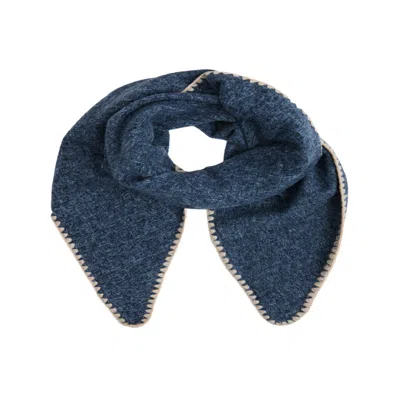 Saachi Women's Blue Knitted Triangle Denim Shawl Wrap