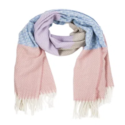 Saachi Women's Blue Multi Colored Printed Fringe Scarf