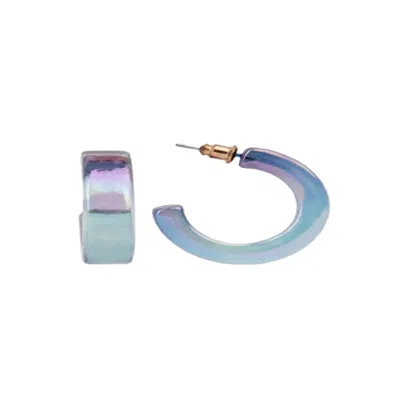 Saachi Women's Blue Ombre Shimmer Hoop Clear Earrings