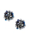 Saachi Women's Blue Raspberry Beaded Stud Earring In Blue