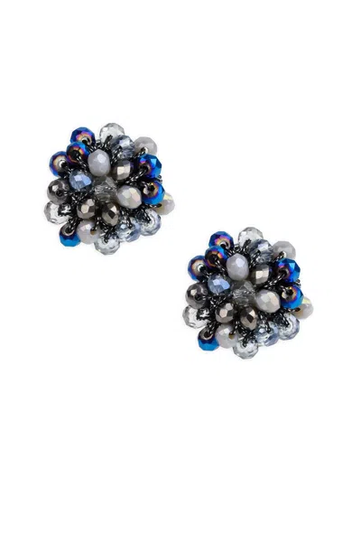 Saachi Women's Blue Raspberry Beaded Stud Earring