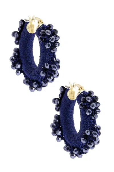 Saachi Women's Blue Royal Redux Beaded Hoop Earring
