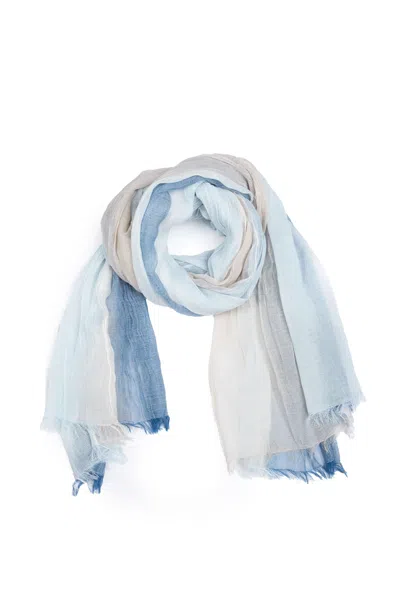 Saachi Women's Blue Striped Fringed Beach Scarf