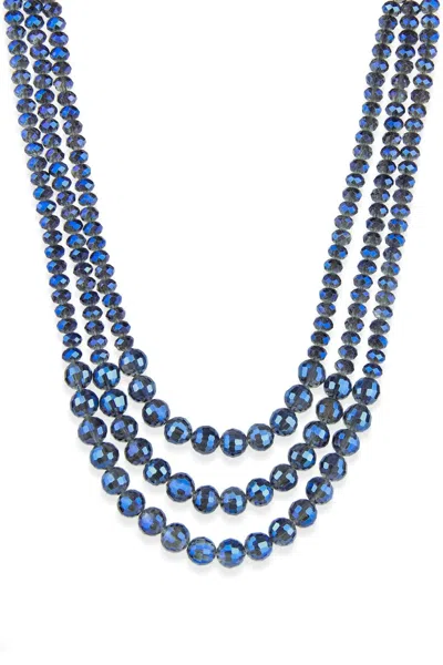 Saachi Women's Blue Three Tier Crystal Bead Necklace