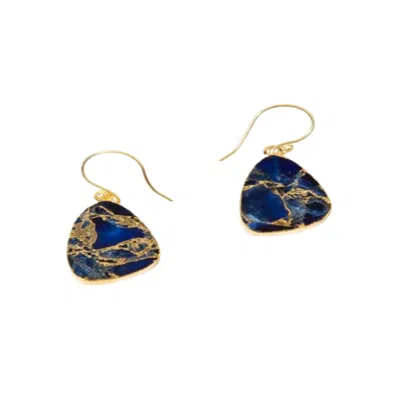 Saachi Women's Blue Triangle Gemstone Mixed Mojave Earrings