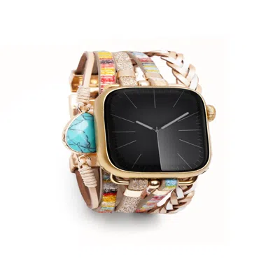 Saachi Women's Boho Crystal Leather Apple Band In Gold