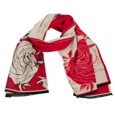 Saachi Women's Bold Floral Reversible Red Scarf