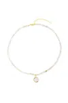 Saachi Women's Brown Agate Gemstone Beads Necklace With Druzy White Pendant In Brown