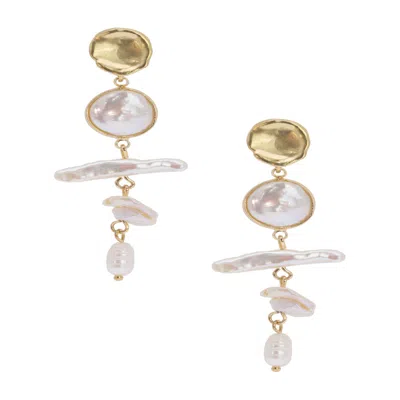 Saachi Women's Brown Baroque Pearl Drop Statement Earring