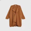 Saachi Women's Brown Comfy Oversized Waffle Knit Collared Camel Jacket In Brown