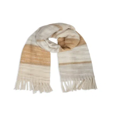 Saachi Women's Brown Cozy Oversized Fringe Neutral Scarf
