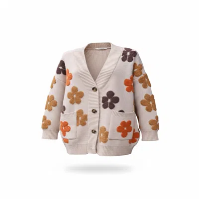Saachi Women's Brown Floral Knit Beige Cardigan