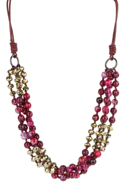 Saachi Women's Brown Four-strand Brahma Beaded Necklace