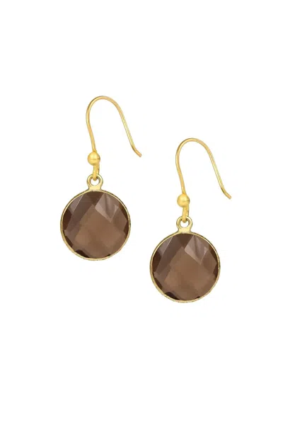 Saachi Women's Brown Gemstone Round Dangle Earrings
