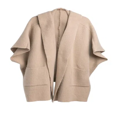 Saachi Women's Brown Hooded Oversized Beige Kimono