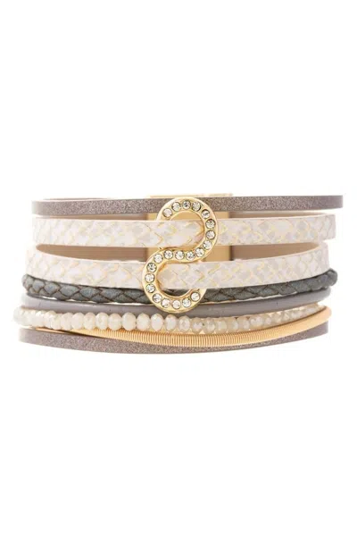 Saachi Women's Brown Infinity Charm Leather Bracelet