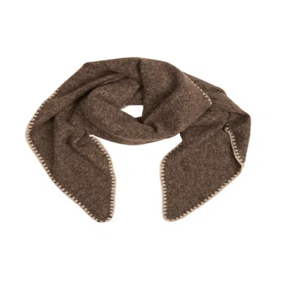 Saachi Women's Brown Knitted Triangle Coffee Shawl Wrap