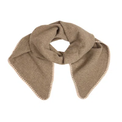 Saachi Women's Brown Knitted Triangle Taupe Shawl Wrap