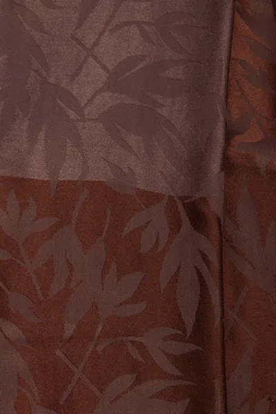 Saachi Women's Brown Leaf Silk Scarf