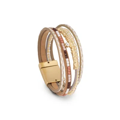 Saachi Leather Bracelet In Gold
