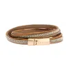 Saachi Women's Brown Leather Crystal Double Wrap Peru Bracelet In Brown