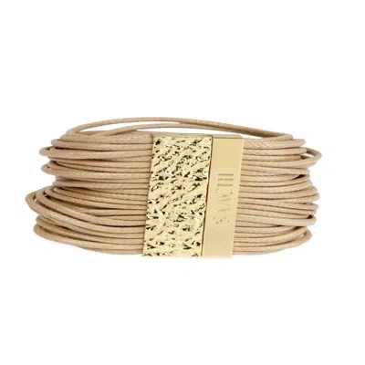 Saachi Women's Brown Metallic Multi Strand Leather Cord Tan Bracelet In Gold